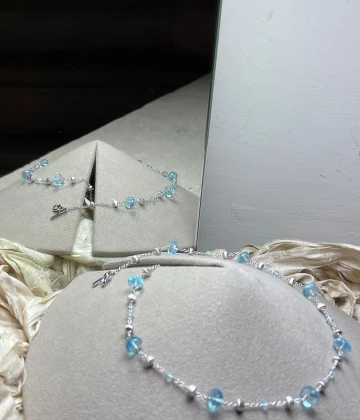 012 Marco Bicego Collana oro bianco e topazi azzurri cod: CB904-TP01 (W-02-410)