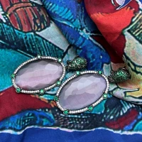 Orecchini argento brunito con quarzo e zirconi cod: 0188AG9460171D