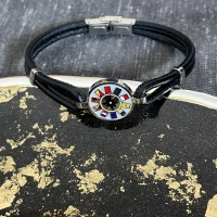 Yukiko bracciale acciaio e pelle cod:  KBRD1231