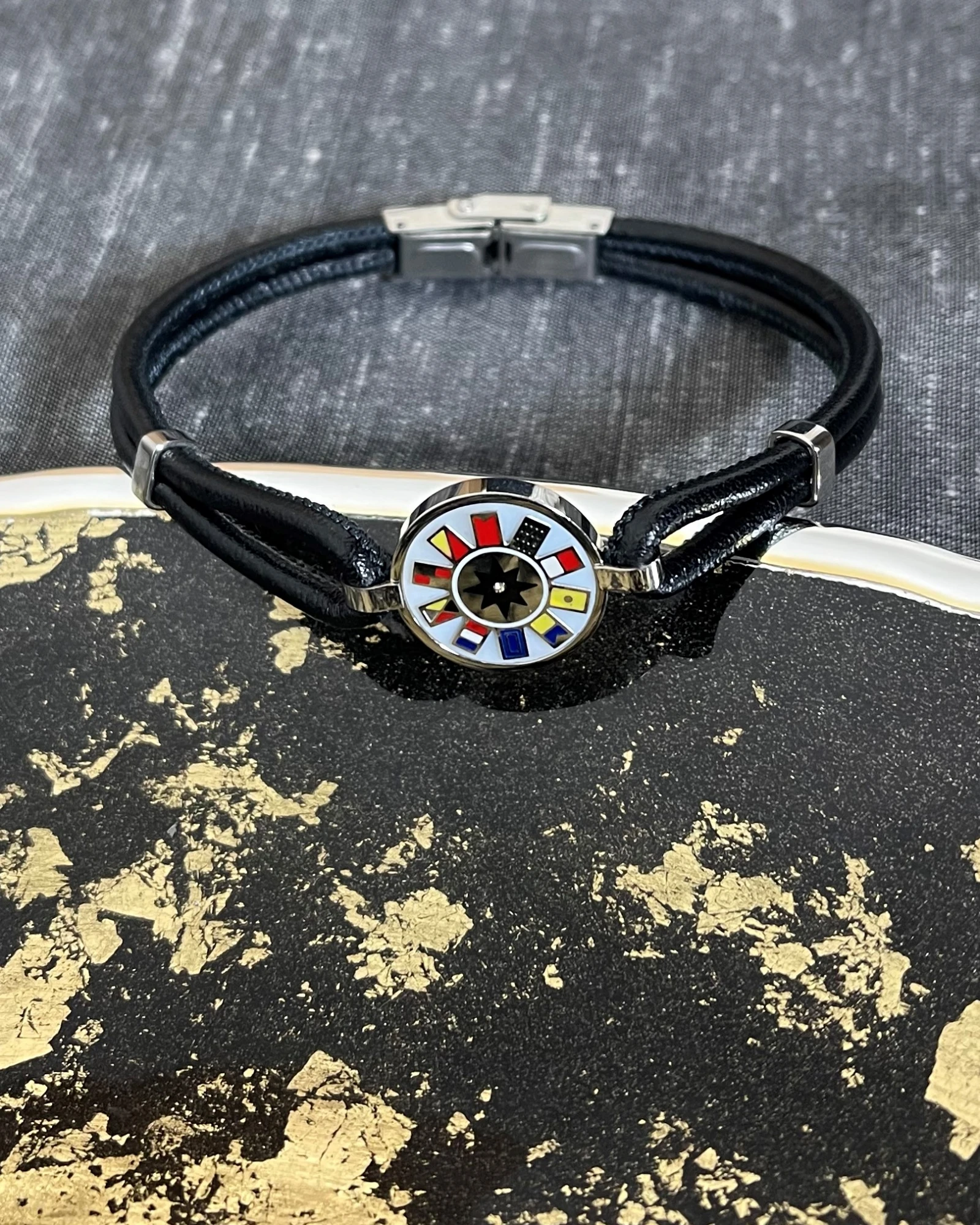 Yukiko bracciale acciaio e pelle cod:  KBRD1231