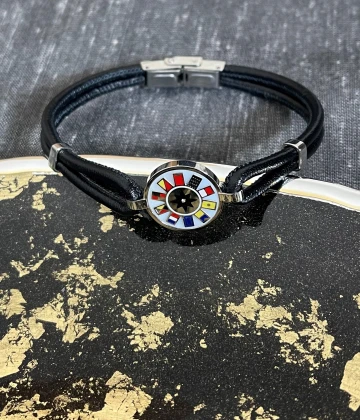 Yukiko bracciale acciaio e pelle cod:  KBRD1231