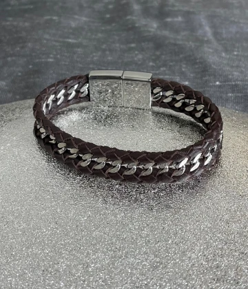 Sector bracciale in pelle e acciaio cod:  SXM05