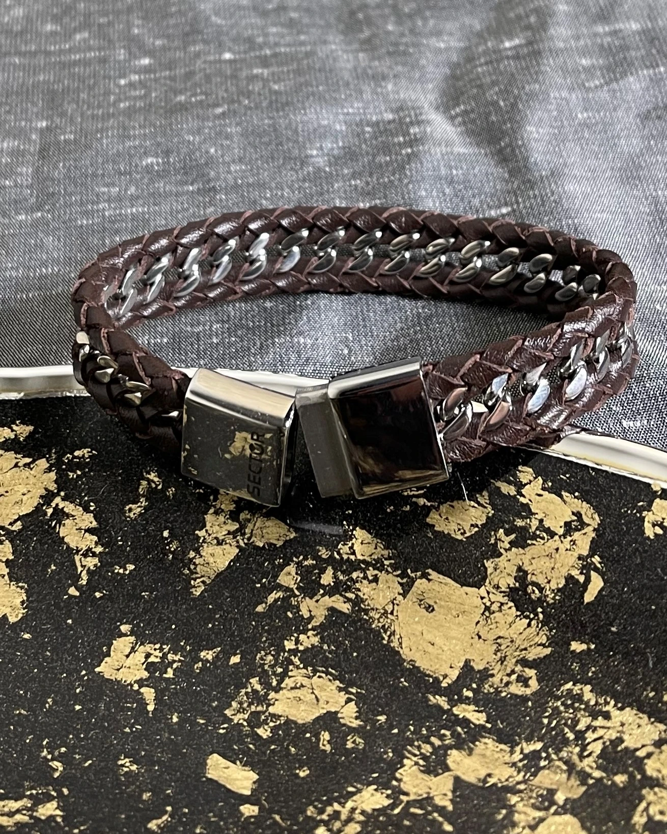 Sector bracciale in pelle e acciaio cod:  SXM05