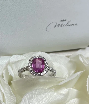 013 Miluna Anello oro con Zaffiro e brillanti cod: LID3495