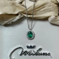 013 MIluna Collana oro bianco con smeraldo e brillanti cod: CLD4134