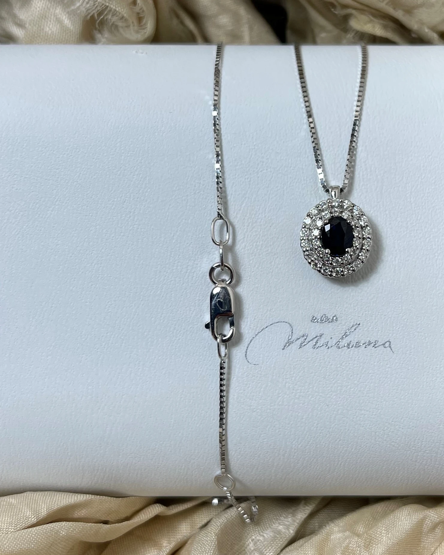 013 Miluna Collana oro bianco con zaffiro e brillanti cod: CLD4328