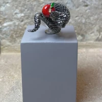 Anello argento brunito con zirconi cod: AN03044B