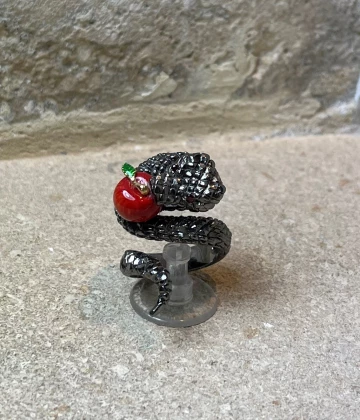 Anello argento brunito con zirconi cod: AN03044B