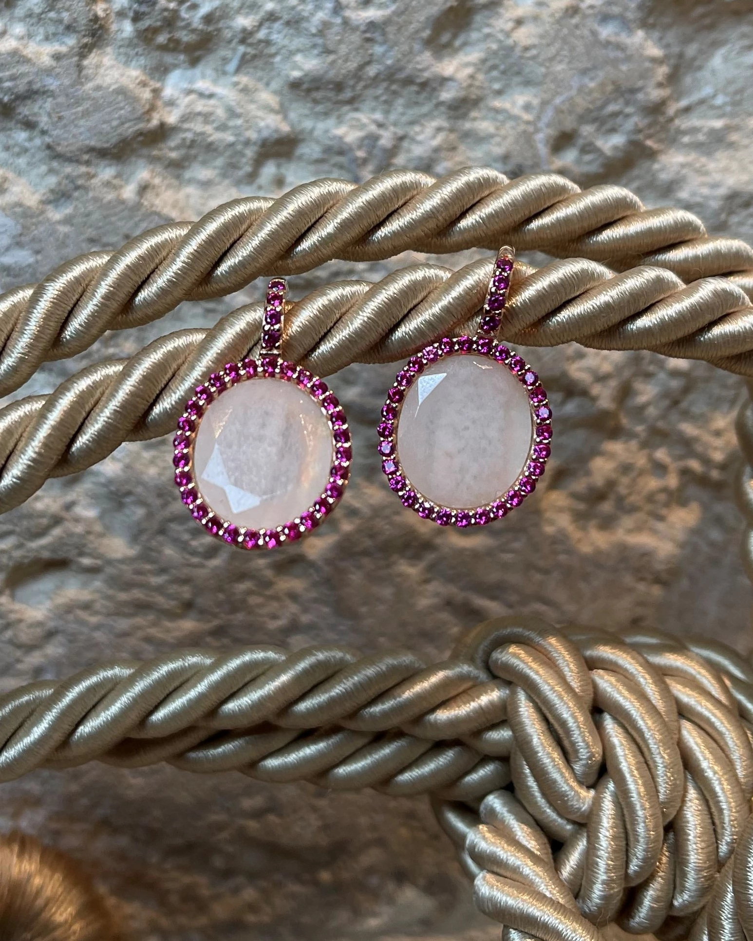 Orecchini argento rosa con quarzo e zirconi cod: ESOR506