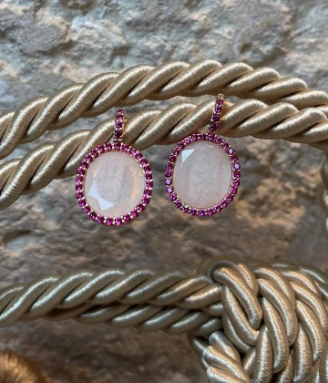 Orecchini argento rosa con quarzo e zirconi cod: ESOR506