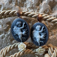 Orecchini argento rosa con pasta lavica e pasta d'avorio cod: NCA11