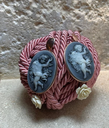 Orecchini argento rosa con pasta lavica e pasta d'avorio cod: NCA11