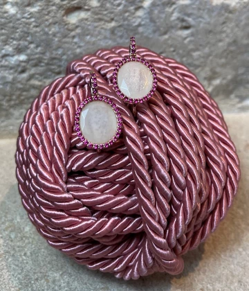 Orecchini argento rosa con quarzo e zirconi cod: ESOR506