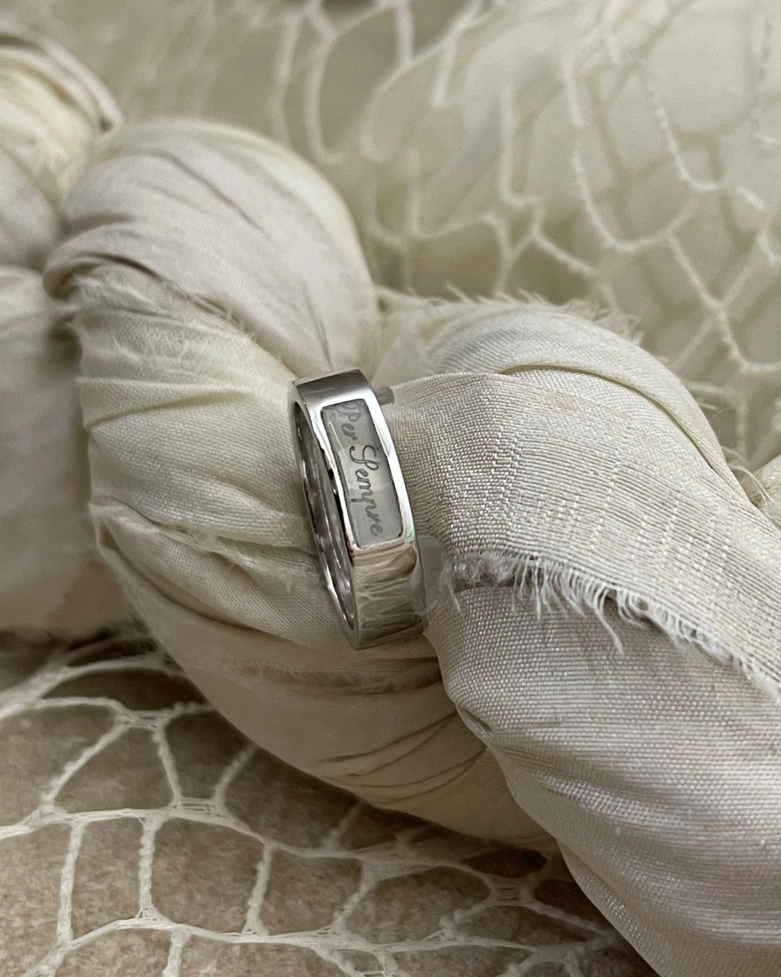 015 Anteo Fede in oro bianco "Per Sempre" cod: 0712