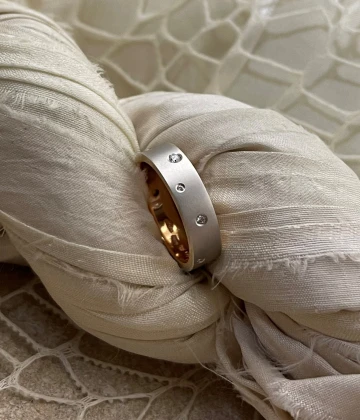 015 Anteo fede in oro bianco e rosa con brillanti  cod: 0602B