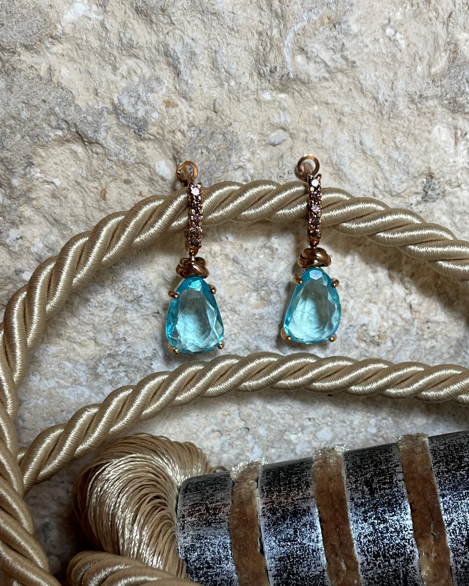 Orecchini argento rosa con topazio e zirconi cod: ESOR466