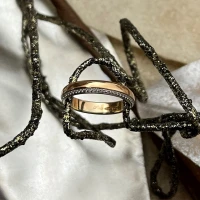 014 Polello fede in oro rosa con brillanti  cod: E3116DBR