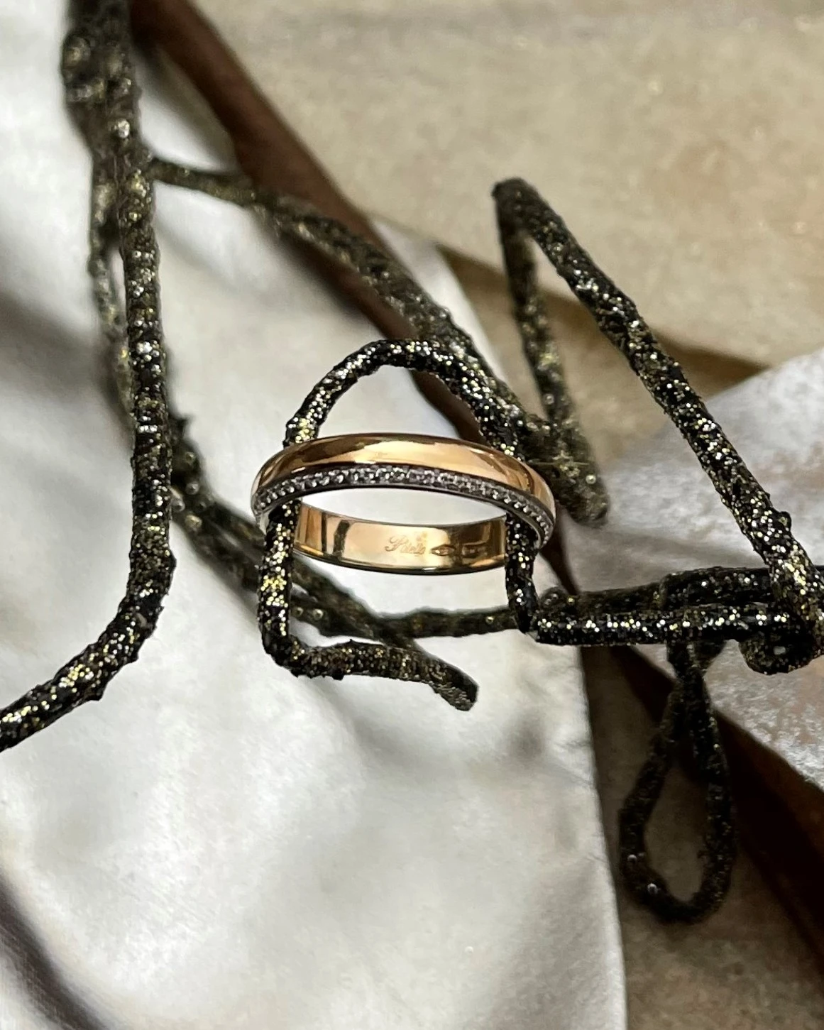 014 Polello fede in oro rosa con brillanti  cod: E3116DBR