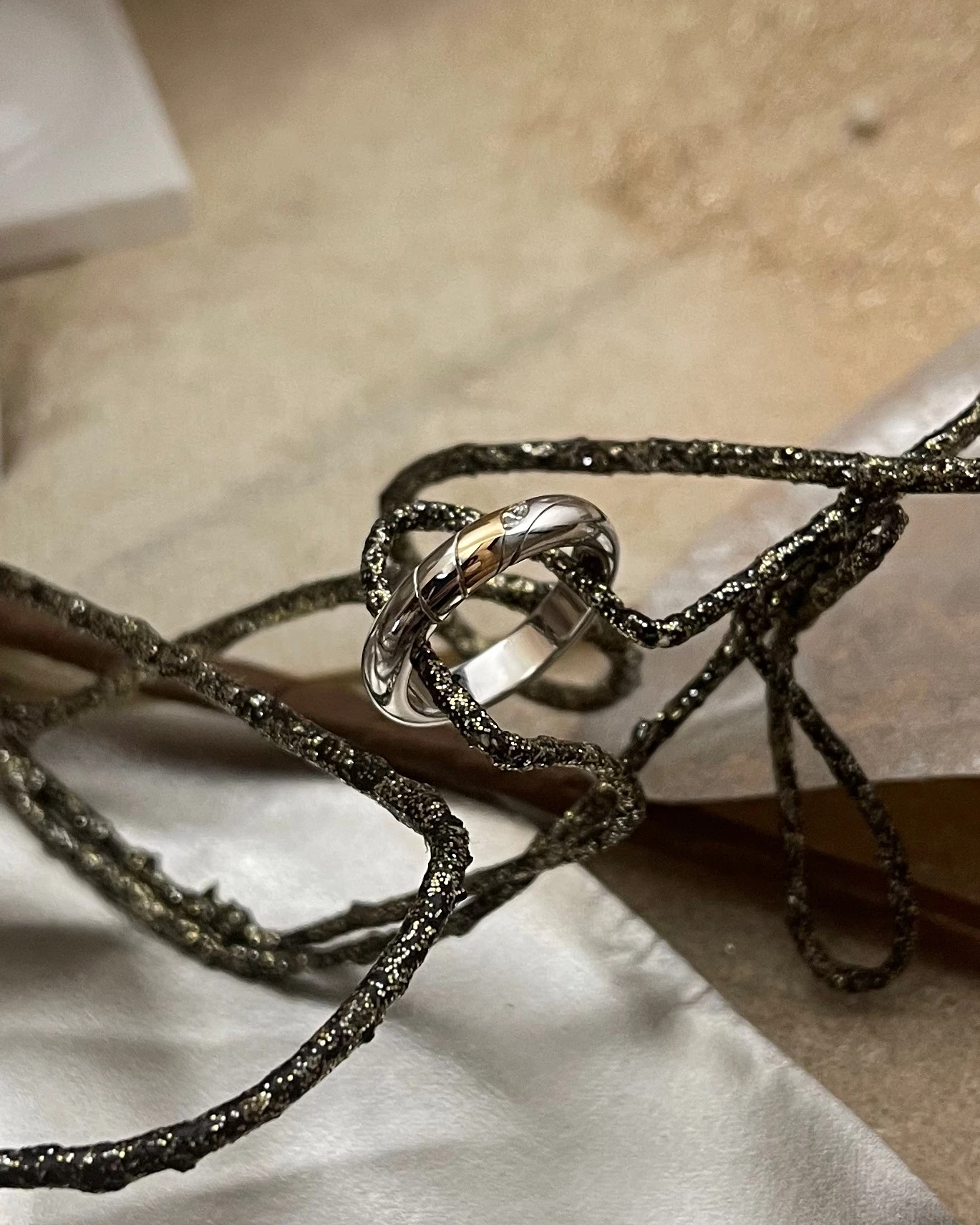 014 Polello fede in oro bianco e rosa con brillanti  cod: G2188DBR