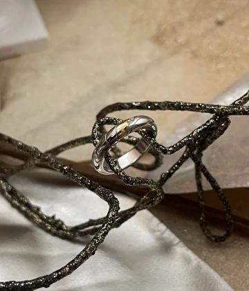 014 Polello fede in oro bianco e rosa con brillanti  cod: G2188DBR