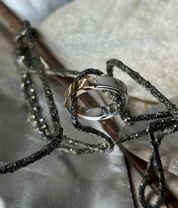 014 Polello fede in oro bianco e rosa con brillanti  cod: G2192DBR