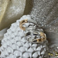 014 Polello fede in oro bianco e rosa con brillanti  cod: G2192DBR