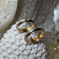 014 Polello fede in oro bianco e rosa con brillanti  cod: G2005DBR