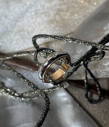 014 Polello fede in oro bianco e rosa con brillanti  cod: G2005DBR