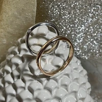 014 Polello fede in oro bianco e rosa con brillanti  cod: L2607DBR