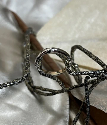 014 Polello fede in oro bianco e rosa con brillanti  cod: L2607DBR