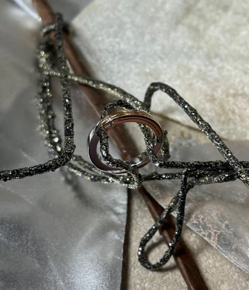 014 Polello fede in oro bianco e rosa con brillanti  cod: G2191DBR