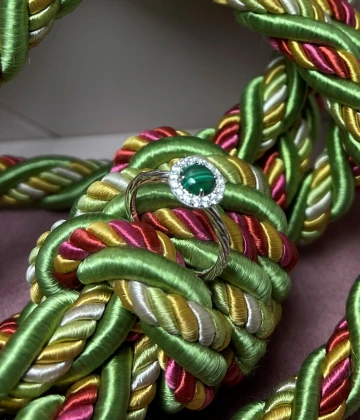 022 Rosato Anello argento malachite e zirconi cod: RMI35B