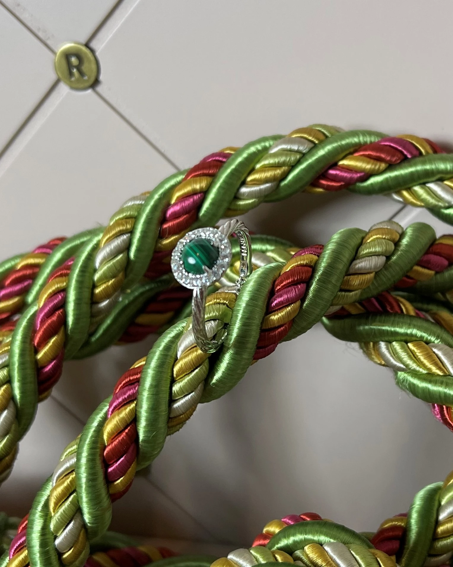 022 Rosato Anello argento malachite e zirconi cod: RMI35B