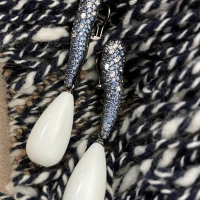 Orecchini argento con agata bianca e zirconi cod: 0169AG9430154K