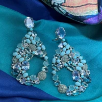 Orecchini argento con pasta di turchese e cristallo cod: 0229AG7260208